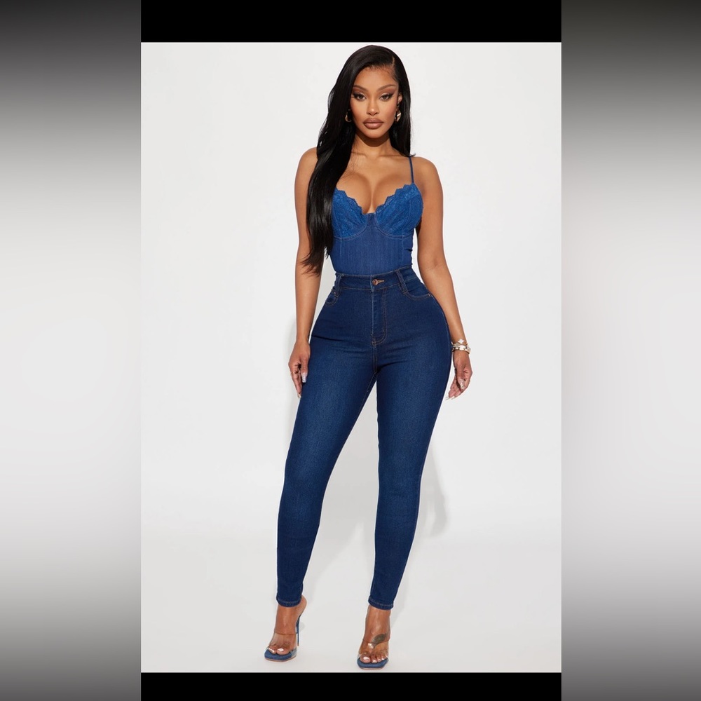 Dark wash high rise jeans